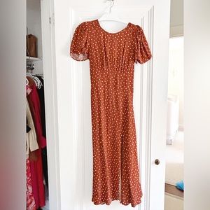 AFRM Backless Polka Dotted Midi Dress